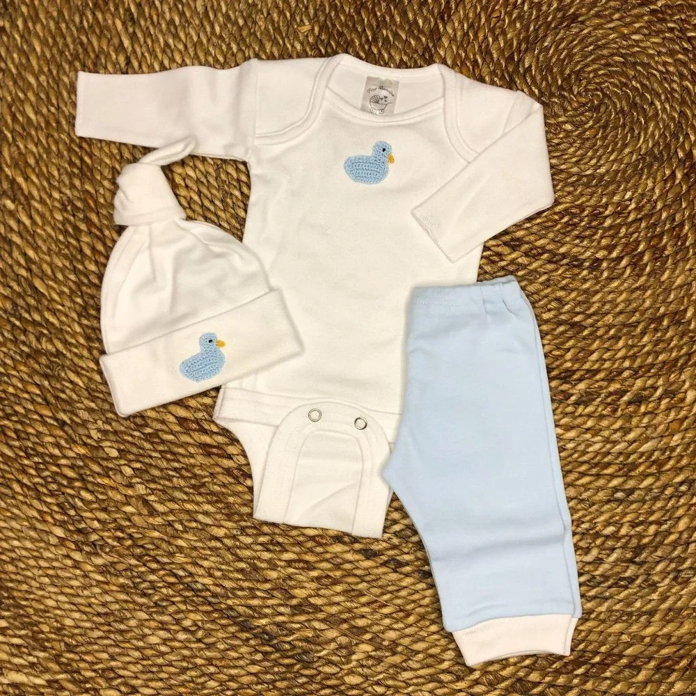 NWT 6‎ Mo TinyBundles Duck Blue 3Pc Set 15 to 18LB Infant Baby Boy Easter Spring
